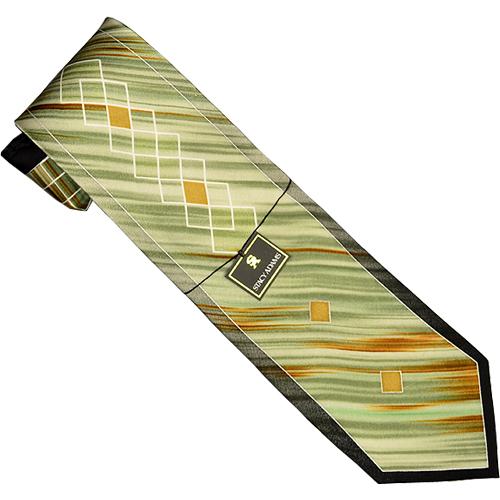 Stacy Adams Collection SA084 Olive / Cream / Taupe Artistic Design 100% Woven Silk Necktie/Hanky Set